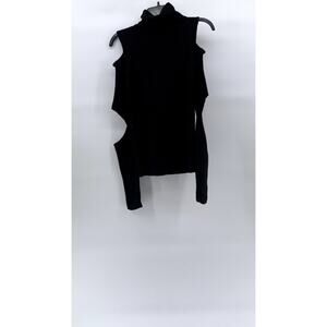 FAP REGRESS Women’s Black Ribbed Mock-Neck Long Sleeve Cutout Top SZ 0